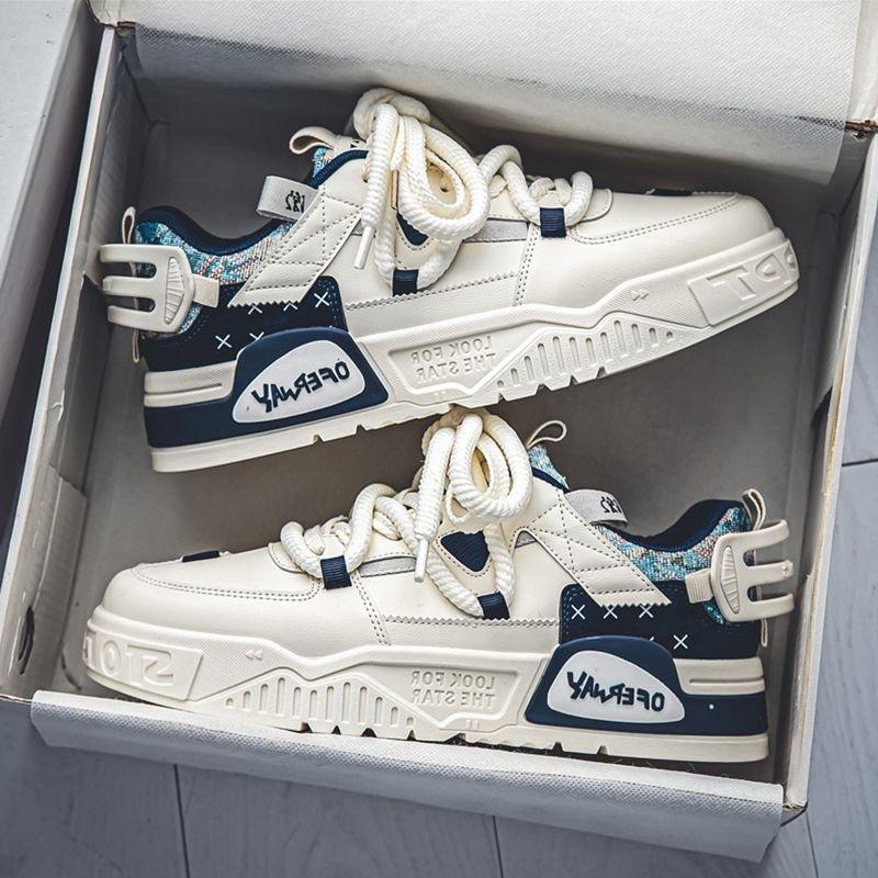 Мужские осенние вулканизированные кроссовки из искусственной кожи, дышащие кроссовки для бега на шнуровке, амортизирующие кроссовки на платформе для мужчин, повседневная обувь