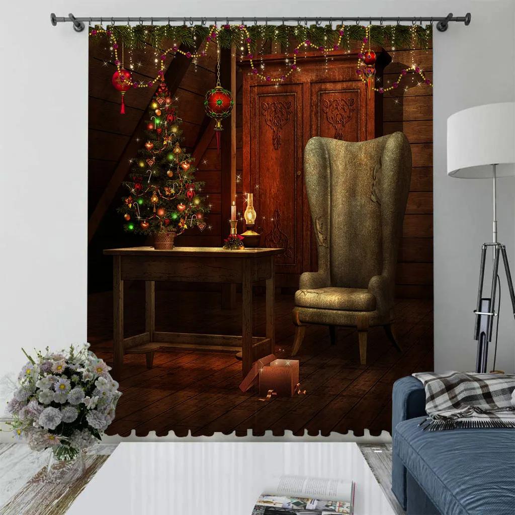 Плотные шторы 3D Design Chair Coach Sofa Santa Luxury High Shading Шторы для гостиной, спальни, рождественский декор, 2 шт.