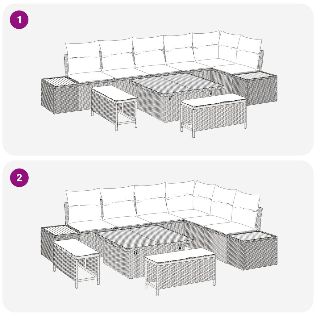 9 Piece Grey Garden Sofa Set with Cushions