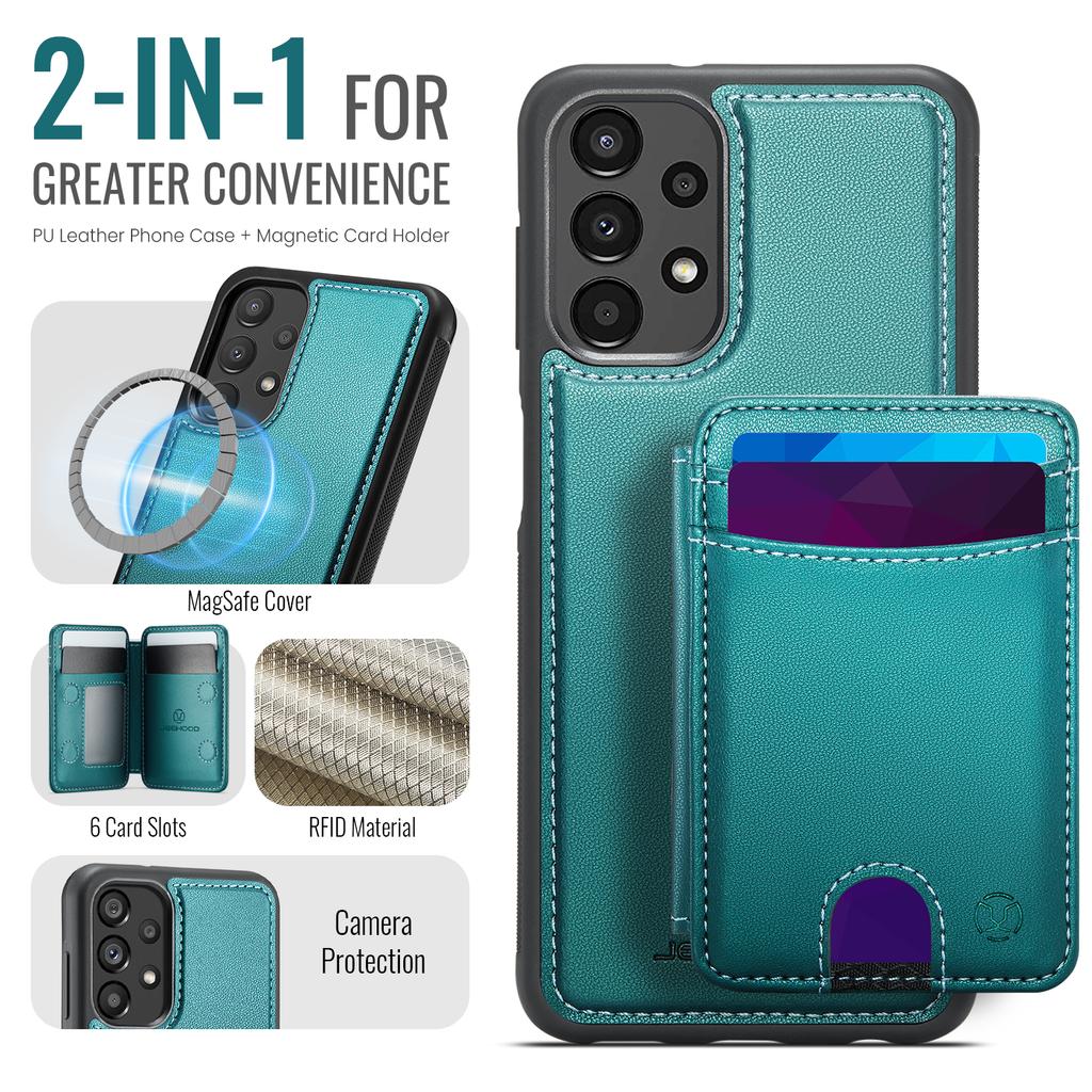 For Samsung Galaxy A23 5G (Global)/Galaxy A23 4G Magnetic Case JEEHOOD J10 Leather Back Phone Cover with Detachable Card Holder Kickstand