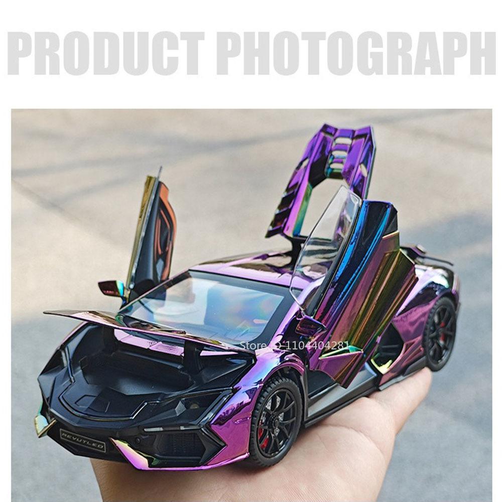 1:24 Lambor Revuelto Сплав Спортивный Автомобиль Литая Модель Игрушка Двери Открываются Звук Свет Оттяни Назад Миниатюрные Автомобили Подарок Парню на Праздник