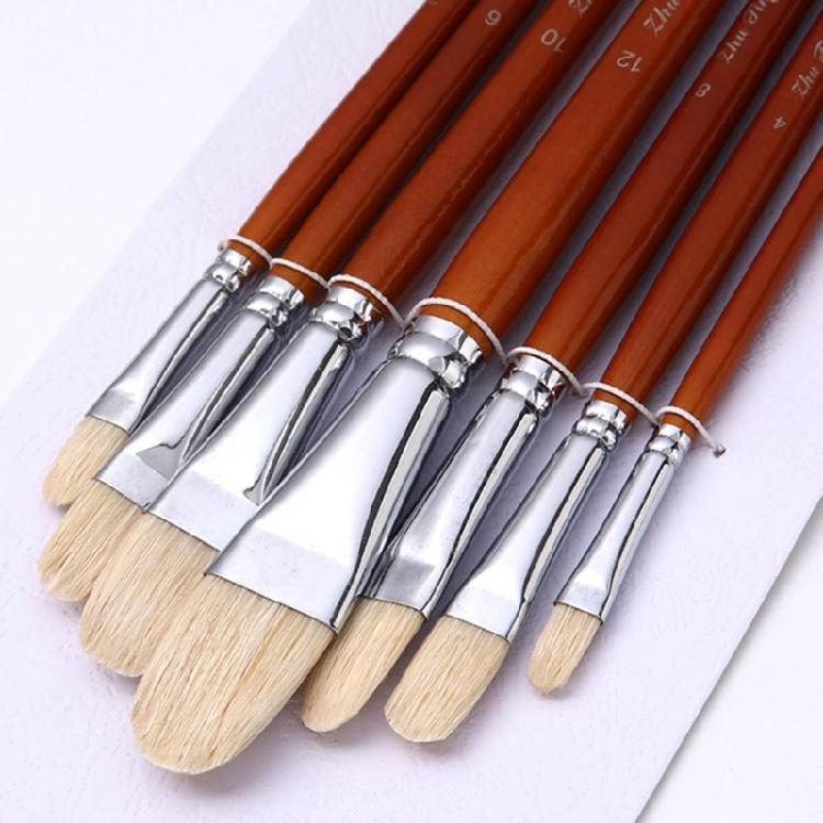 7 шт. Профессиональная кисть с щетиной и деревянной ручкой, кисть для акварели, для акриловой, акварельной, масляной живописи