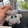 Keychain Cartoon Doll Wearing Hat Glasses Decor Imitation Rabbit Fur Charm Key Chain Keys Backpacks Cars Accessories