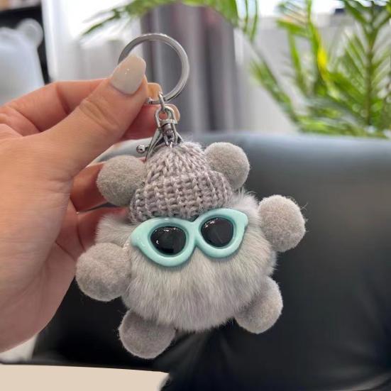 Брелок Мультяшная Кукла в Шляпе Очки Декор Шарм Имитация Кроличьего Меха Брелок для Ключей Ключи Рюкзаки Автомобили Аксессуары