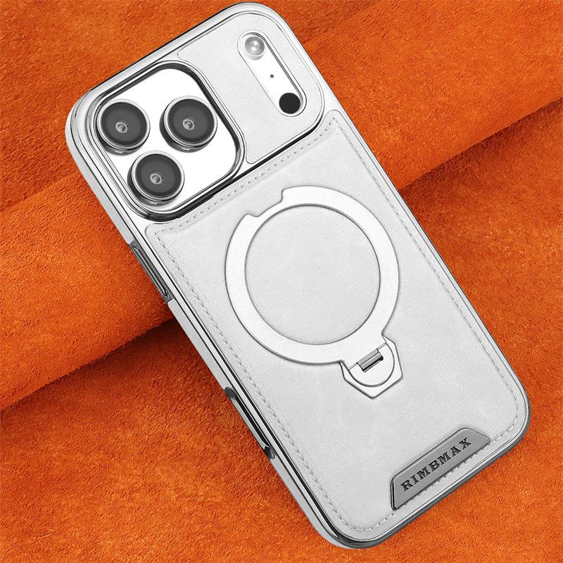 Магнитный Поворотный Держатель Роскошный Кожаный Чехол Для Для Iphone 11 12 13 14 15 16 17 Pro Max Plus Беспроводная Зарядка Ударопрочный Чехол