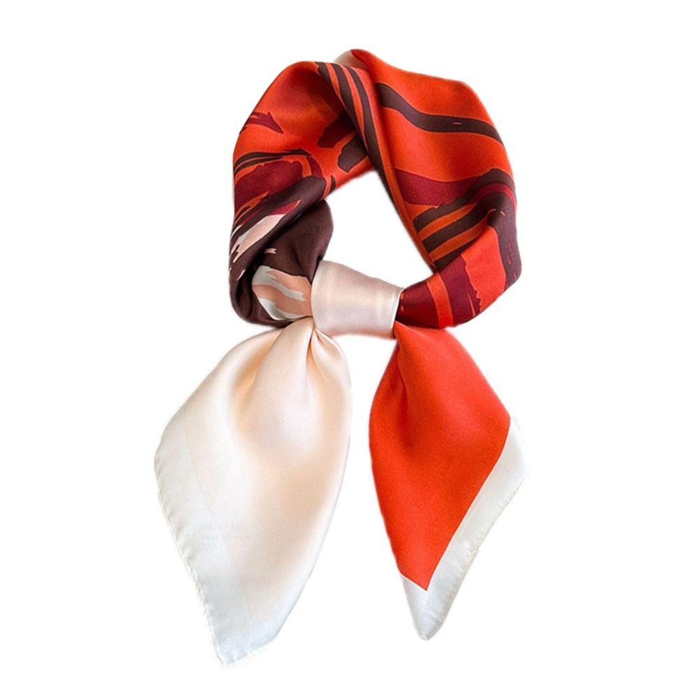 Polyester Lily Scarves Wrap Square Neckerchief Fashion Silk Hair Bands Female Accessories