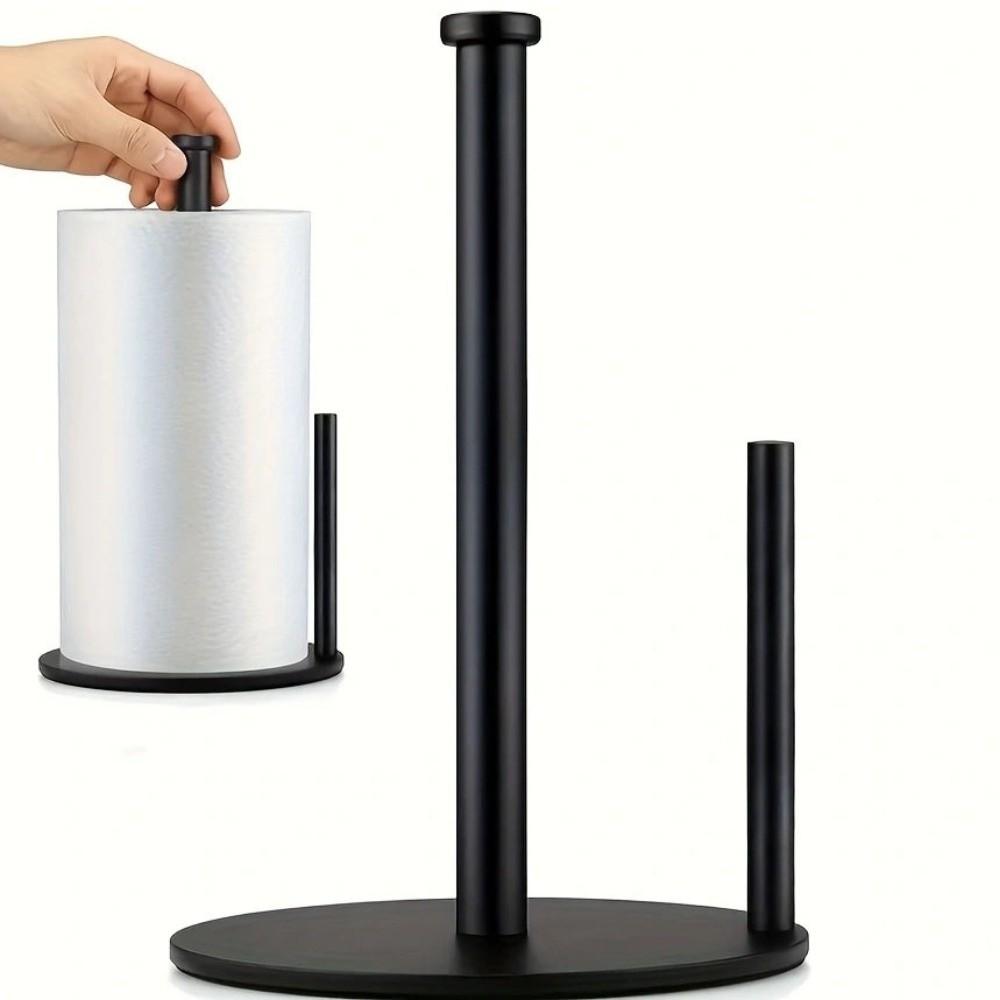 Stainless Steel Paper Towel Holder Weighted Base Roll Organizer  Kitchen Countertop