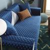 Solid Color Luxury Quilted Velvet Sofa Towel Winter Warm Soft Smooth Sofa Cover Embroidery Slipcover Non-Slip Bay Window Mat