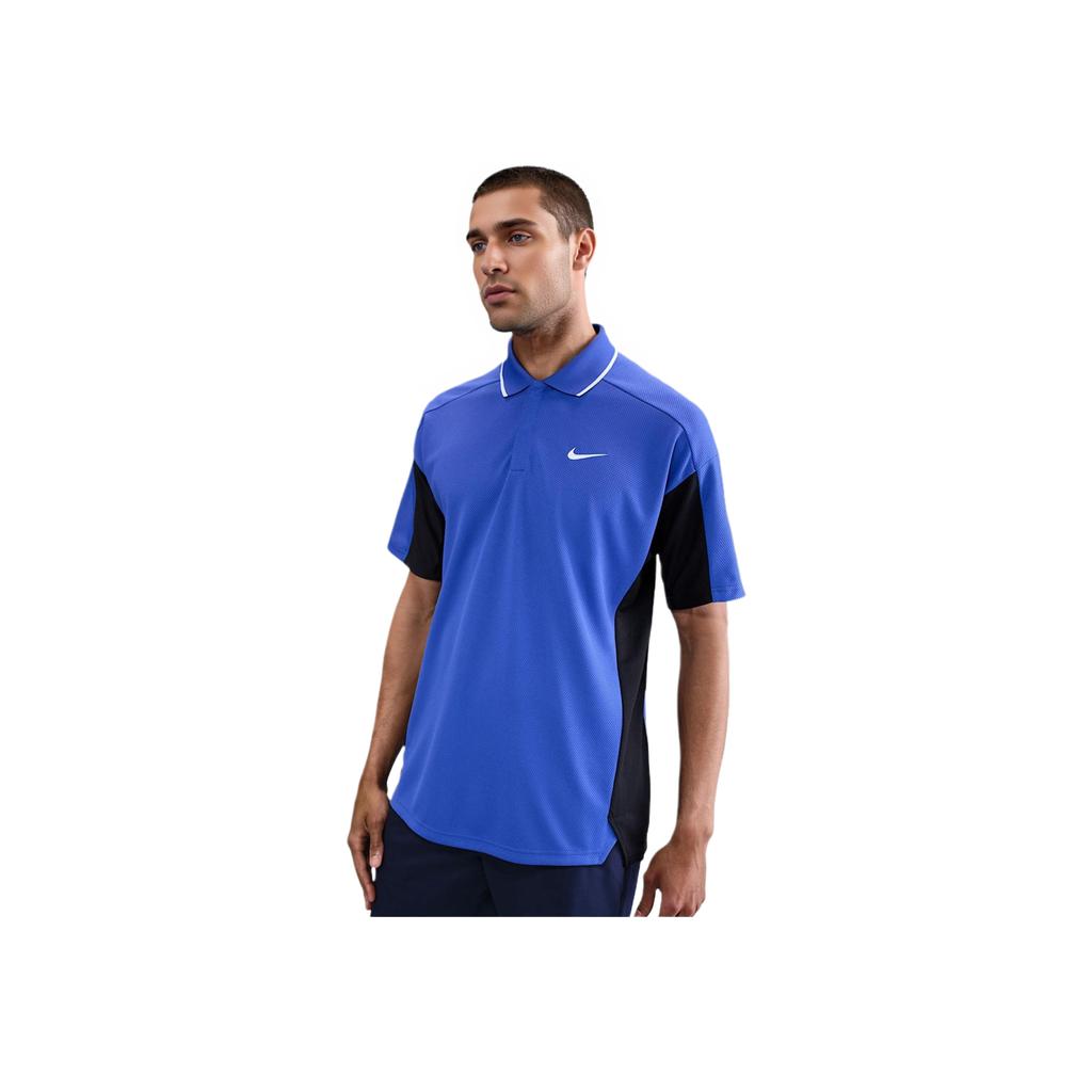 Nike Dri-Fit Модный Удобный Простой Универсальный Однотонный Рубашка для гольфа Мужской топ Синий FQ1151-490