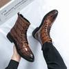High Top Men's Leather Shoes Leisure and Comfortable British Style Party and Office Outdoor Street Fashion Young Boots Hot