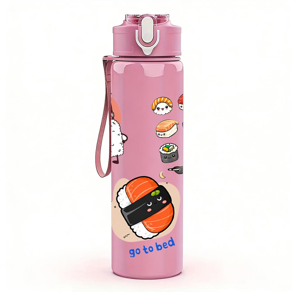 1PC Multiball Snack Pack Grid Layout 750ml Color Plastic Water Bottle Leakproof Flip Straw Lid For Sports Office Home Use