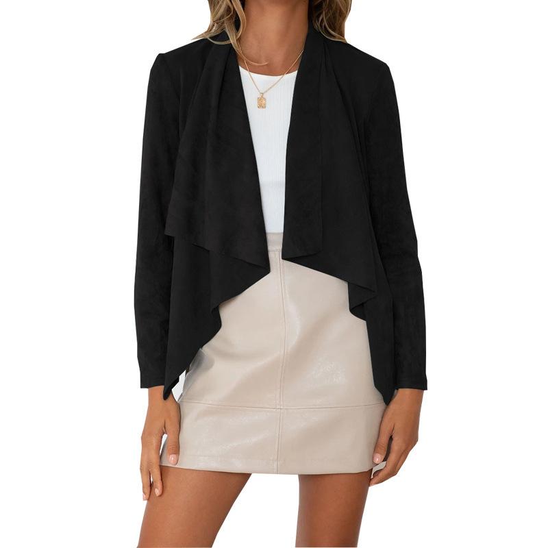 Женские модные повседневные однотонные куртки и пальто с длинными рукавами с принтом на осень и зиму