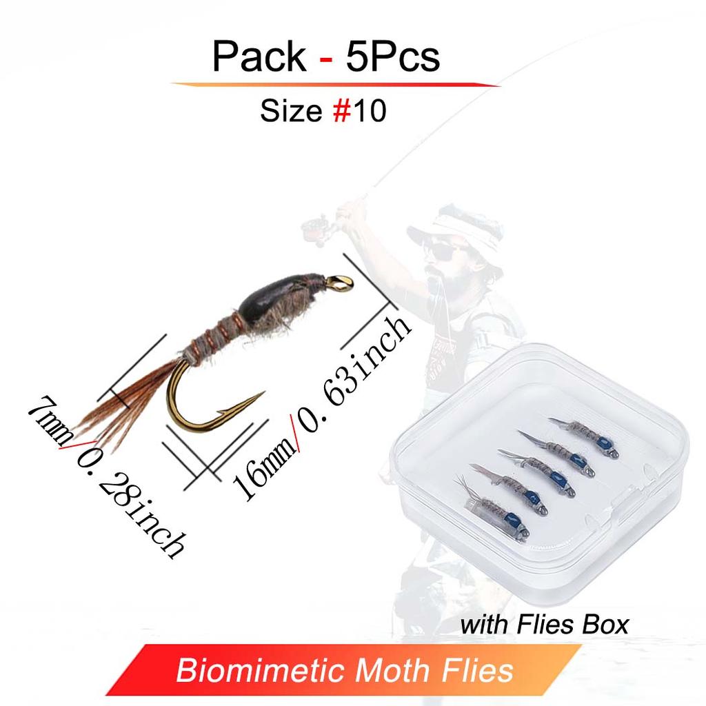 5/10 шт. искусственная приманка для ловли рыбы нахлыстом HaresEar Nymph Dry Flies, с коробкой для мух, для ловли форели, окуня, панфиша, приманки