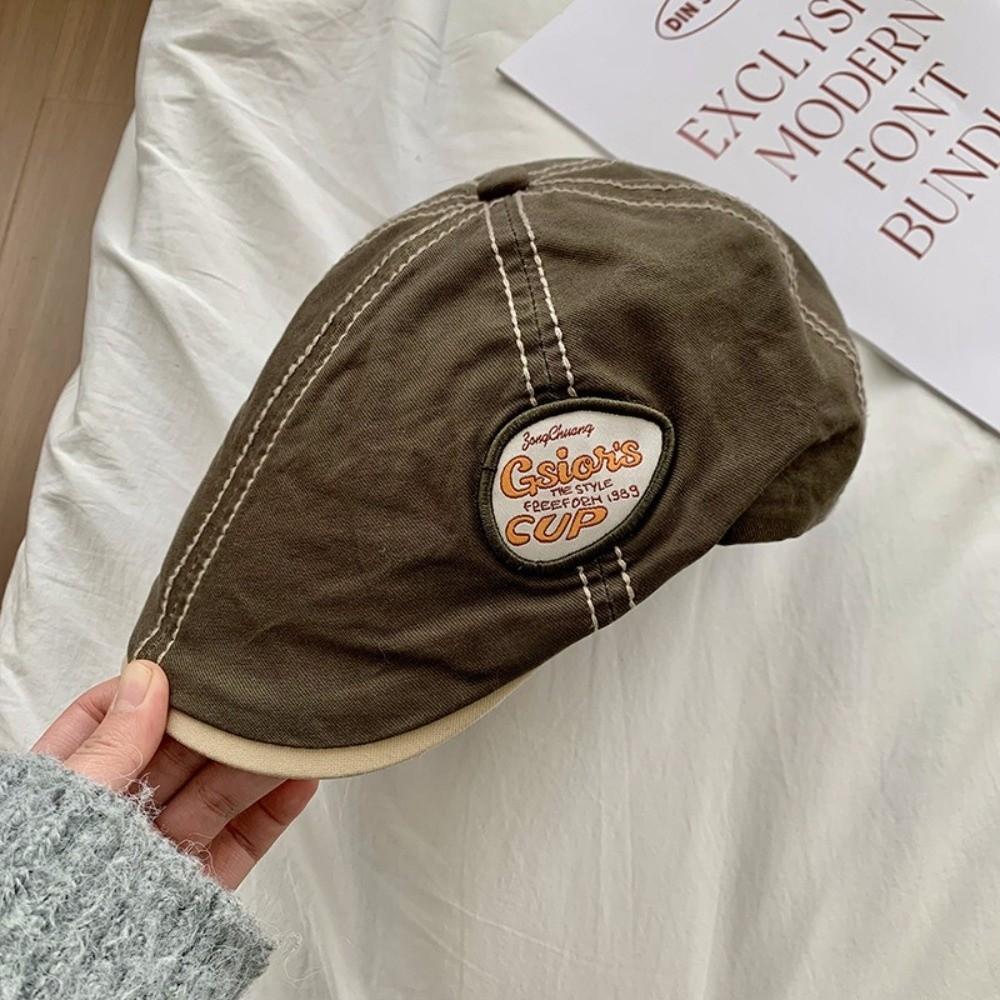 Embroidey Newsboy Cap Vintage Cowboy Caps Ins Forward Hat Unisex