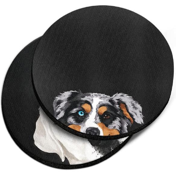 WIRESTER, Orange Tabby Kitten Cat, Black White Tuxedo Cat Design Absorbent Round Fabric Felt Neoprene Car Coasters for Drinks (2.87 inches), 2pcs Set