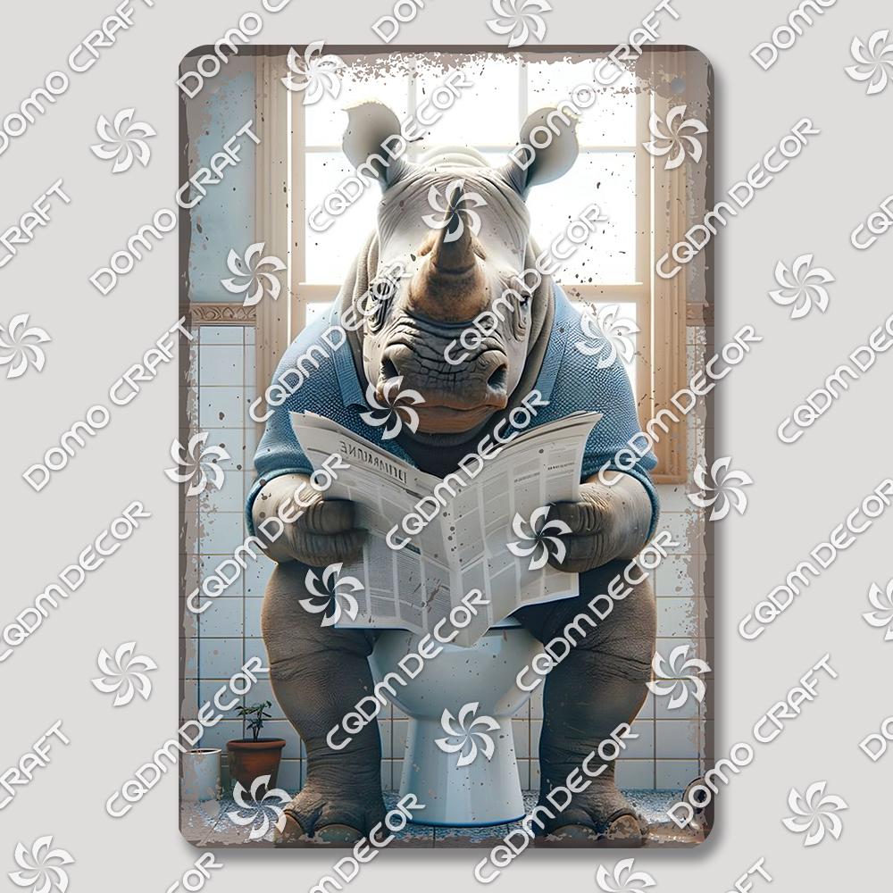 Забавная туалетная жестяная табличка Винтажный металлический постер Кролик Енот Кошка Собака Металлические таблички Ретро настенный декор для кафе ванной дома