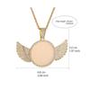 Htpwe Angel Wings Mirror Photo Memorial Pendant Inlaid with Ice Crystal Zirconia Necklace Couple Trendy Zircon Birthday Gift