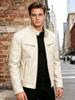 Men's slim-fit PU leather jacket stand-up collar locomotive jacket autumn and winter trend short jacket fashion casual leather jacket