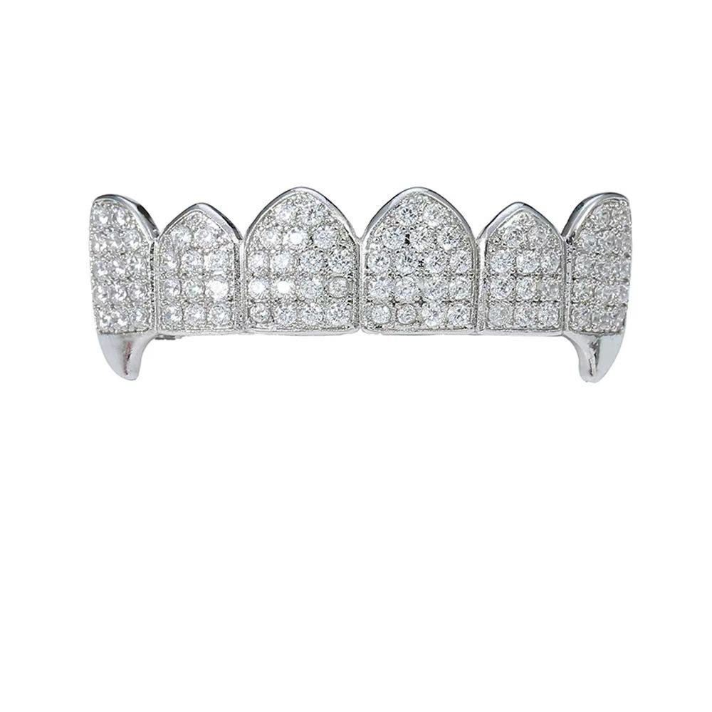 European Hot Selling Six-Tooth Zirconia Vampire Fangs Grill Set for Hip Hop Christmas Parties