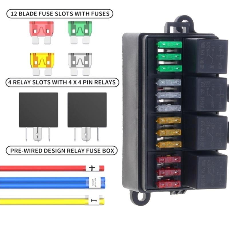 High Capacity Multipurpose Pre 12 Circuit Fuses Relays Block for Automotive Boat Marine Use with Easy tallation