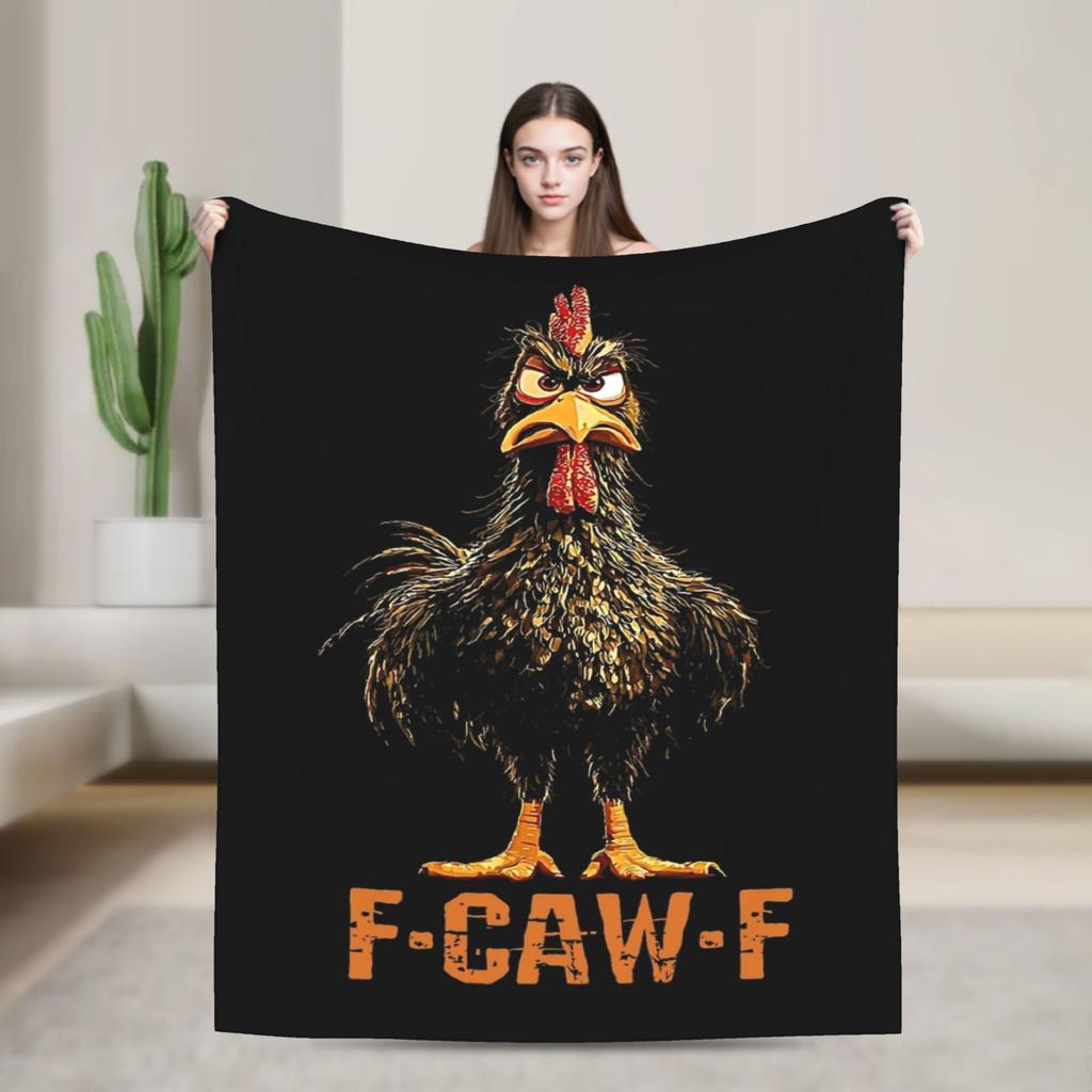 F-Caw-F Chicken Funny Fashion Blanket Fleece Decoration Multi-function Lightweight Throw Fashion Blanket for Bed Bedroom Plush Thin Quilt