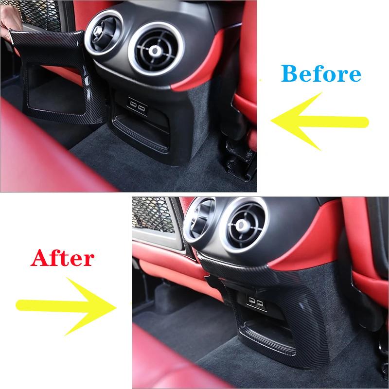 Декоративная рамка в стиле углеродного волокна для заднего выхлопного отверстия автомобиля, подходящая для Alfa Romeo Stelvio 2017-автомобильный интерьер