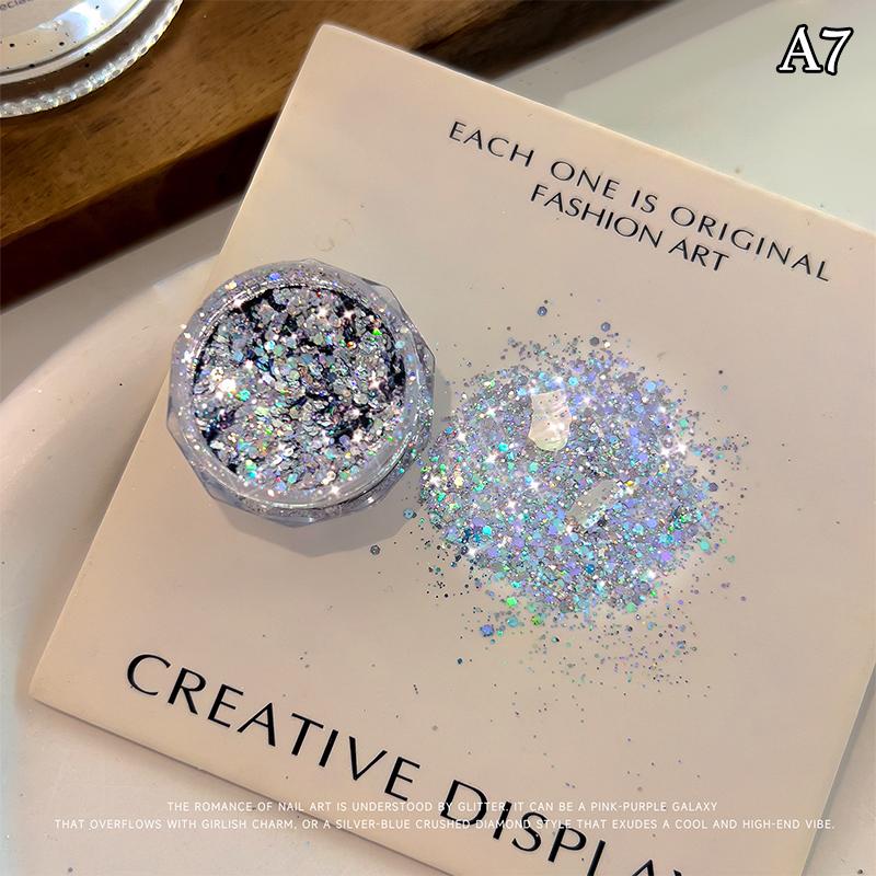 1 Box Holographic Pure Shiny Glitter Flakes Sparkly Chunky Iridescent Gold Silver Metallic Mermaid Nail Art Powder Sequins