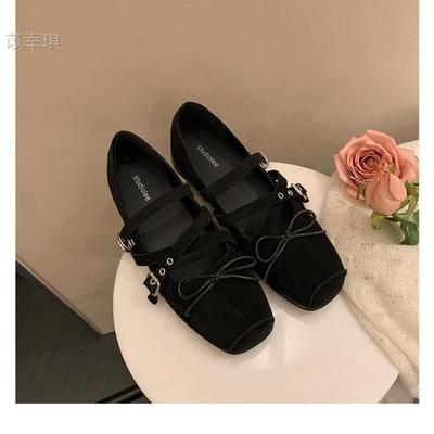 Версия из овчины~ виноградный ма внутренняя высота увеличение см балетный стиль квадратный носок крест Мэри Джейн обувь женская с бантом одинарная обувь