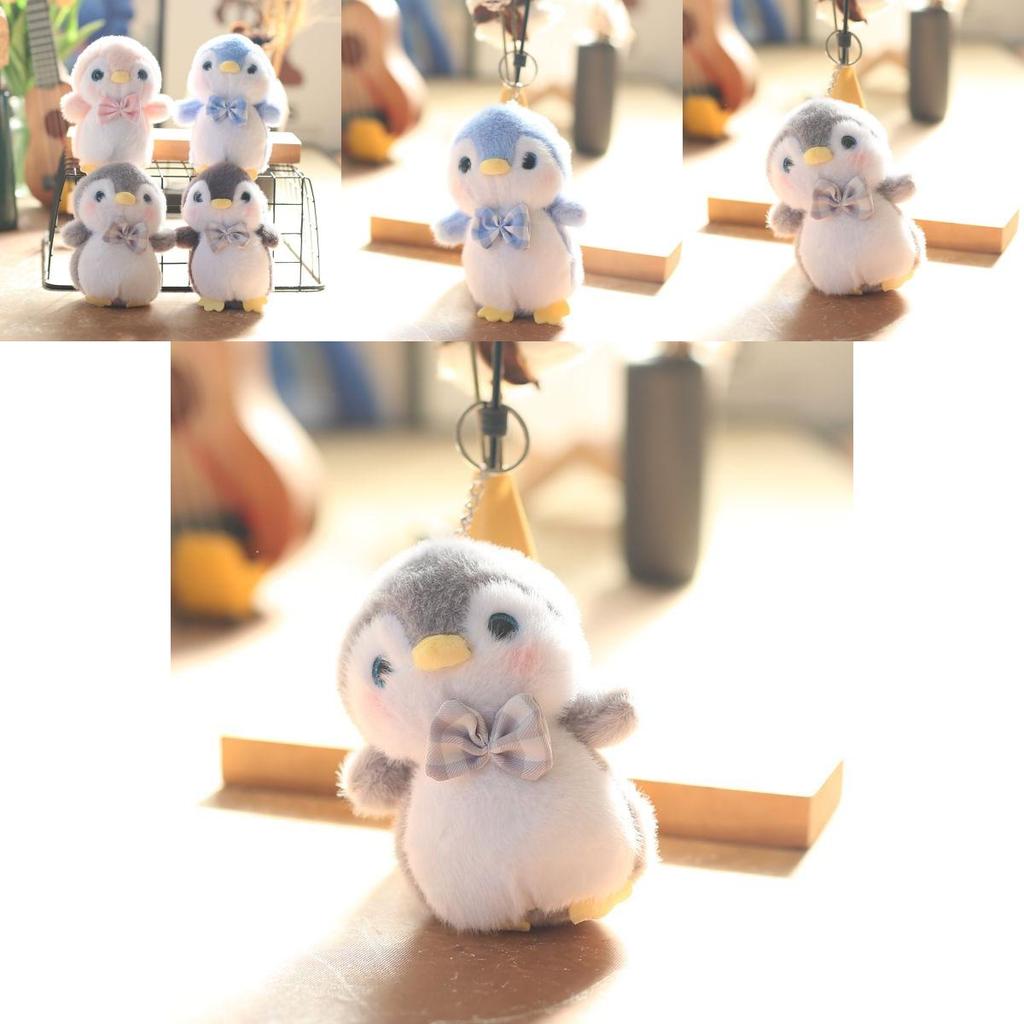 Penguin Stuffed Animal Plush Toy Backpack Keychain Soft Rabbit Fur Kids Gift