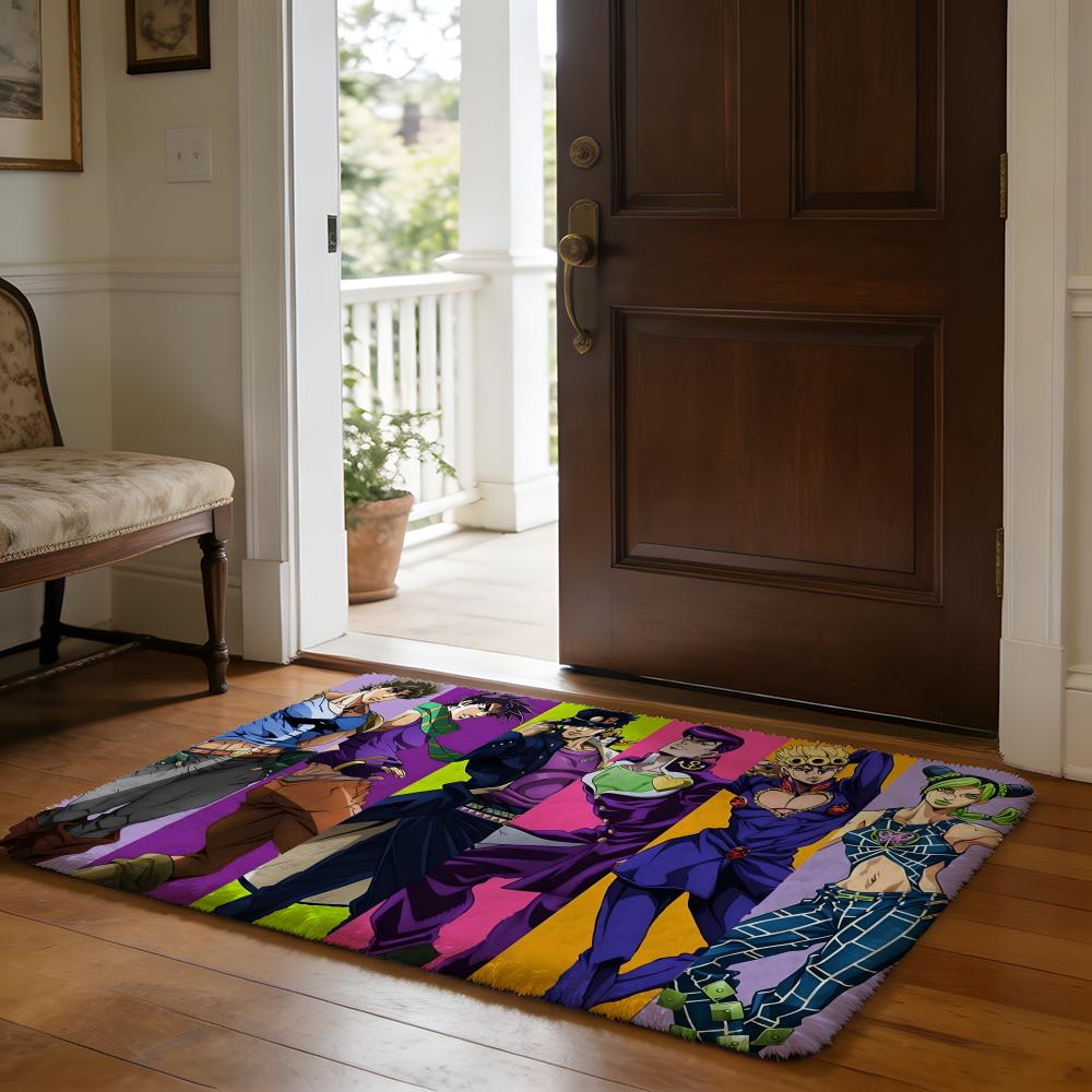 Floor Mat Soft Flannel Rug Non Slip Absorbent Mat for Bathroom Bedroom Home Decor Anime J JoJos Bizarre A Adventure
