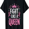 Женская футболка с розовой лентой в поддержку борьбы с раком груди «Fight Like A Queen»(1)