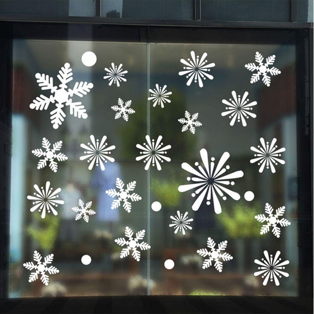 1 Set Vinyl Ornament Christmas Wall Art Wall Stickers Snow Flakes Decals Shopwindow Decor