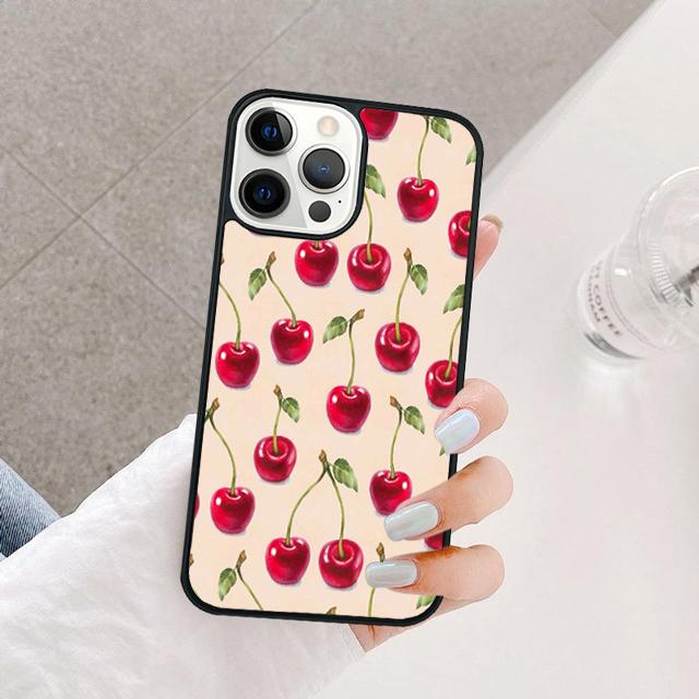 Чехол для телефона с рисунком красной вишни и фруктов Для iPhone 17 Air 15 16 14 13 12 Pro Max 11 Pro Max Plus Coque Shell