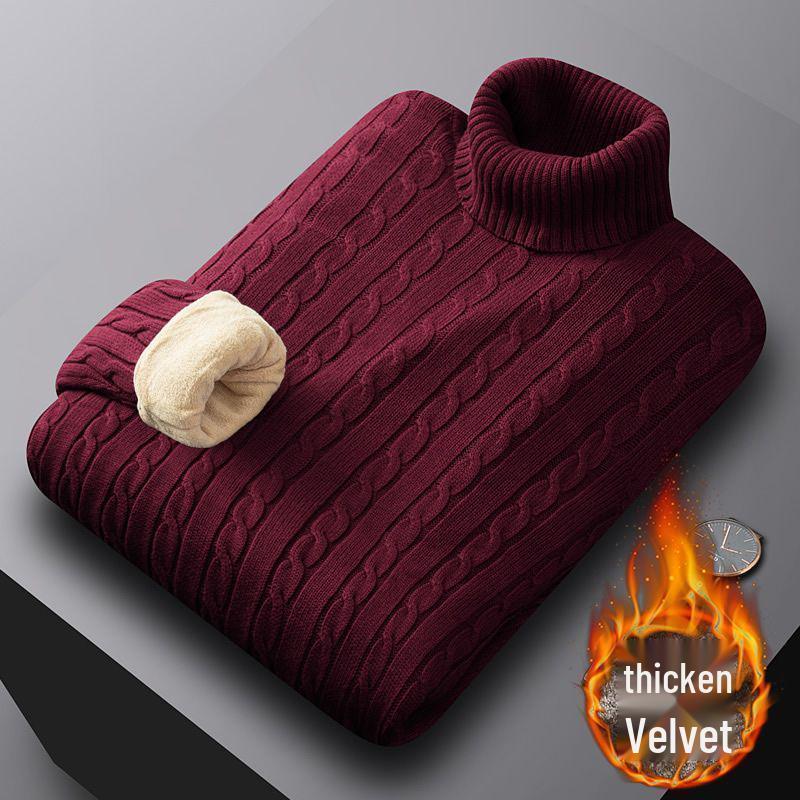 Men's 2023 Thick Velvet Turtleneck Sweater – Warm, High-End, 100% Cotton, Stylish and Comfortable