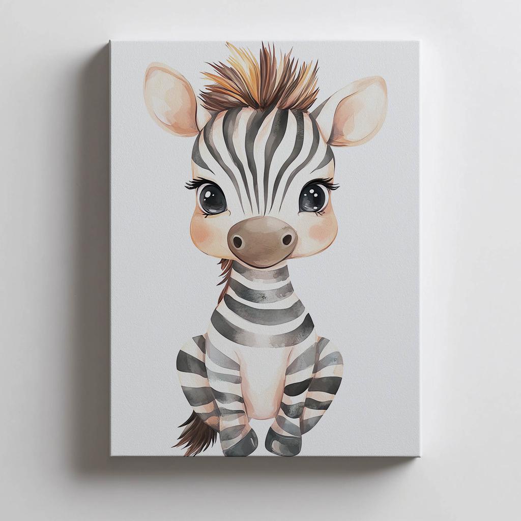 Plakat Mała Zebra Plakat Mała Zebra, 30X40 Cm, Rama Drewniana Biała, Papier Matowy 230 Gsm