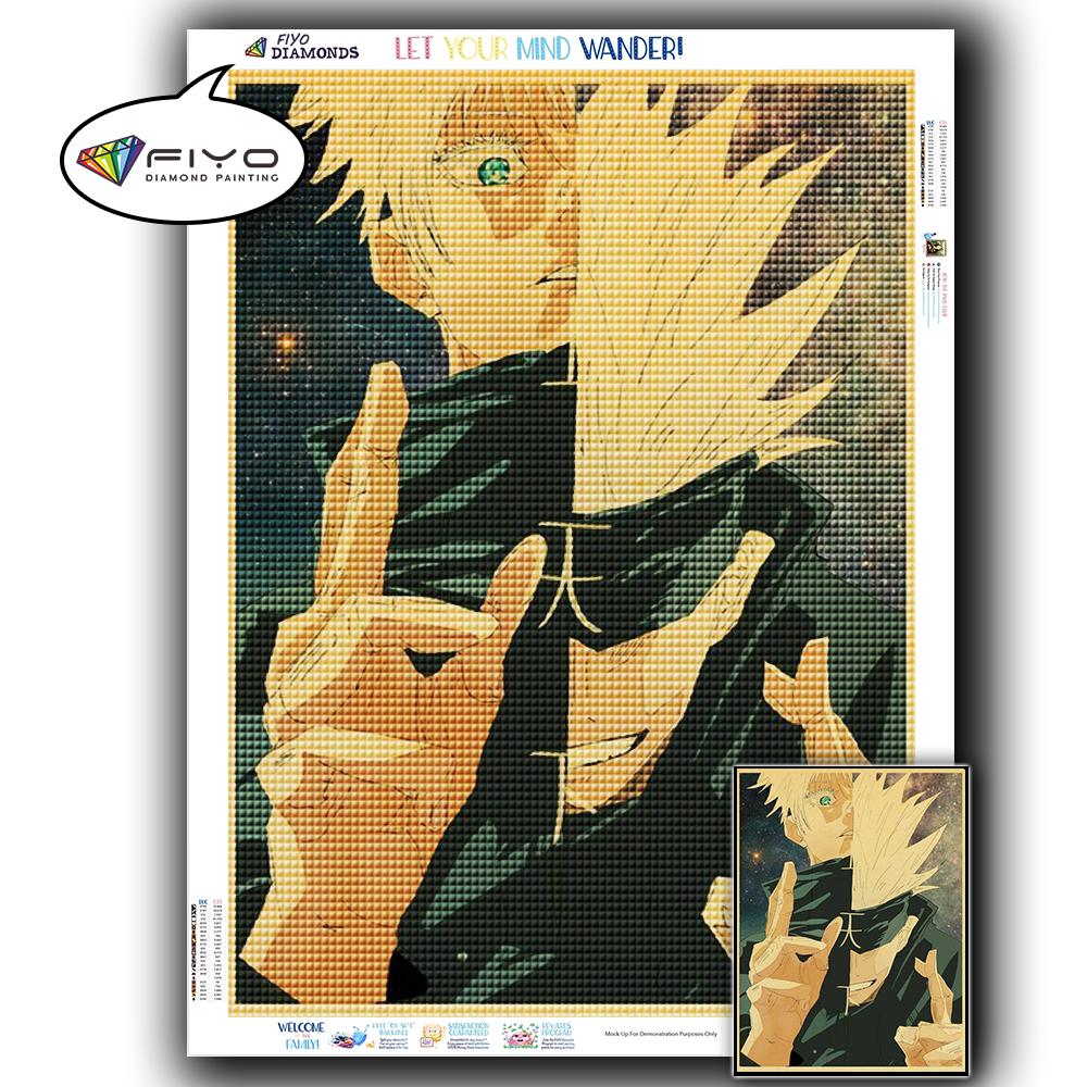 5D DIY Алмазная вышивка Аниме Дзюдзюцу Кайсен Картина Стразы Алмазная живопись Бумага Винтаж Плакат Алмазная мозаика Рукоделие Домашний декор