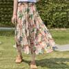 The Real Shot Is Lined with Mori-based Printed Skirt for Women's Summer New Retro Gentle Wind Elastic Waist Dress.