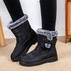 Plus Size Faux Fur Collar High-Top Chunky Sole Winter Snow Boots Velcro Fastening Waterproof Women's Boots Casual Women's Footwear