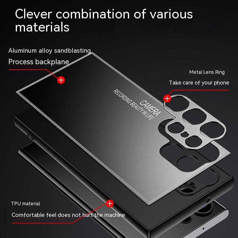 Для Samsung Galaxy S24 S23 Ultra чехол из металлического алюминиевого сплава Light Shadow Ultrathin Surround Lens Soft Border Protection Cover