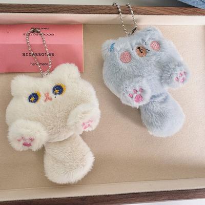 Милый длинный хвост кошки брелок плюшевая кукла игрушки мультфильм котенок мягкая плюшевая игрушка рюкзак подвески сумка кулон декор подарки
