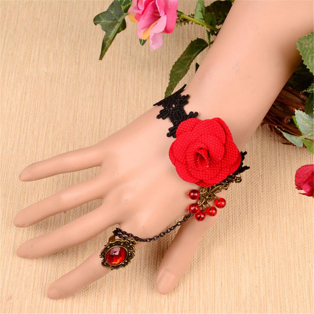 1pcs Steampunk Vampire Black Lace Rose Bracelets Vintage Gothic Butterfly Bracelet For Woman