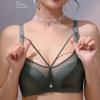 Sexy Lingerie Cross Strap Gathering Satin Mesh Traceless Backless Bra