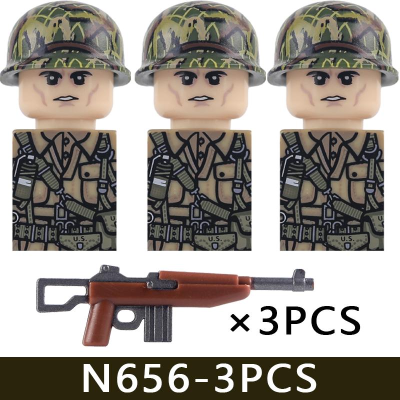 WW2 Military US Cavaleiros Soldier Figures Building Blocks Infantry Medical Warrior Accessories Guns Army Bricks Toys Gifts Boys