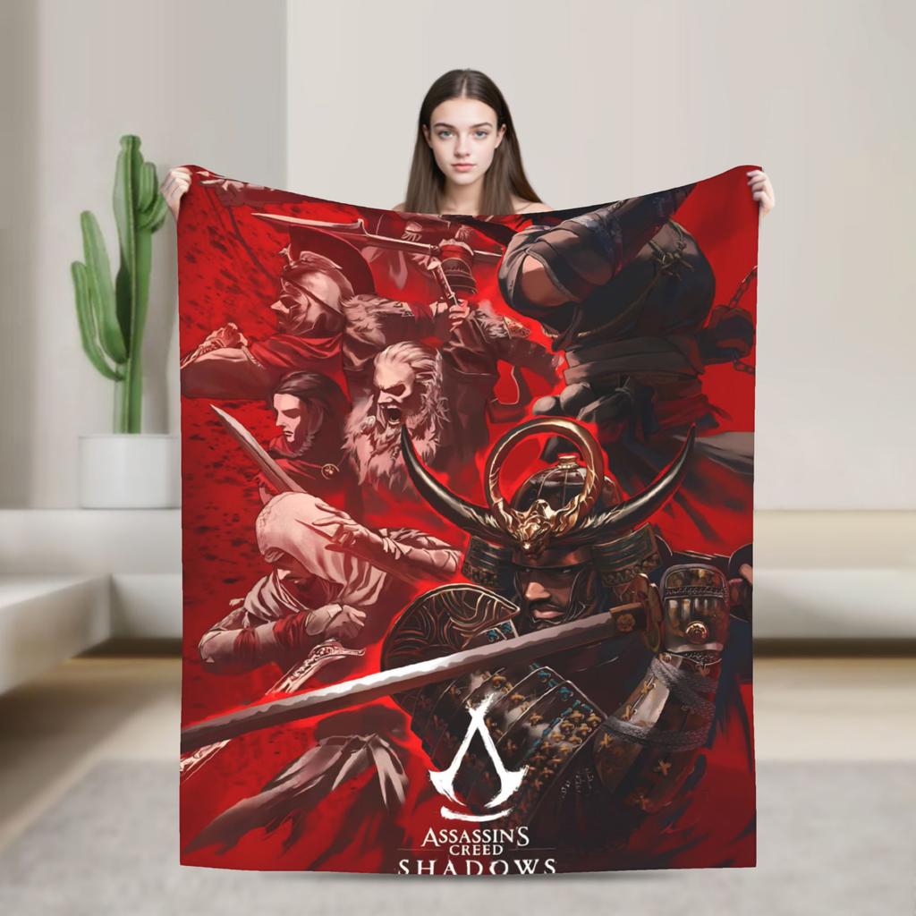 Assassin's Creed Shadows Супер Мягкие Одеяла Детская Плюшевая Постельное Белье Пледы Модные Диван Кресло Фланелевое Покрывало Покрывало для Диван-кровати