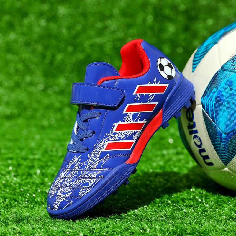 Fashion 2024 Fashion Branded Children's Soccer Shoes Outdoor Turf Non-slip Kids Football Shoes Boys High Quality Blue Child Futsal Shoes