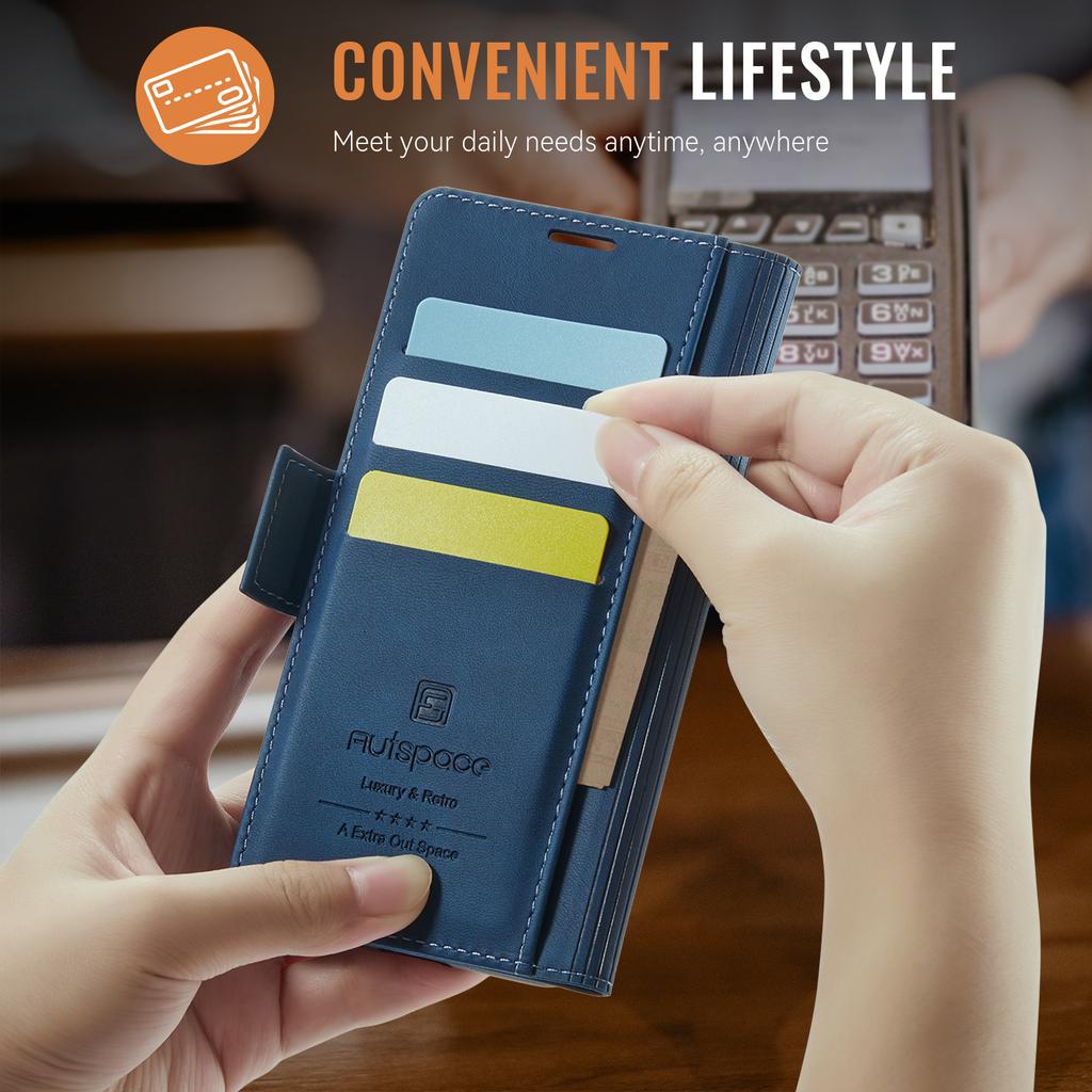 For Samsung Galaxy A36 5G Case AUTSPACE A11 RFID Blocking Retro Leather Cell Phone Wallet Cover