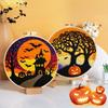 Halloween Needle Felting Kit Beginner Felt Craft Set DIY Felt Painting with Faux Wool Needle Frame Stamped Fabric for Adults Handcraft Lovers
