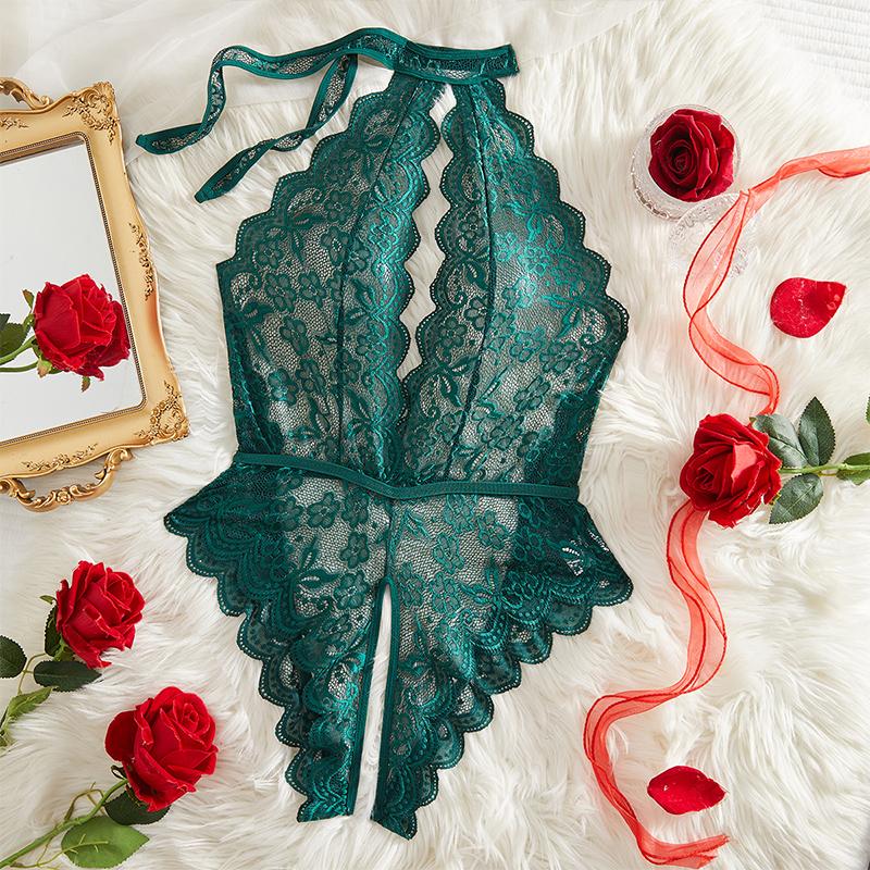 Сексуальное нижнее белье для женщин, цельный прозрачный кружевной комбинезон-пижама, боди с глубоким вырезом, без ластовицы, тедди, кукла, эротические костюмы