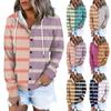 Women's Sweatshirt Jacket Classic Striped Long Sleeve Loose Hooded Sports Jacket