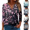 Women's T Shirt Tee Printed 3/4 Sleeve Daily Weekend Fashion Basic V Neck Regular Top